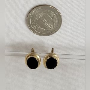 Vintage screw back gold filled Onyx earrings